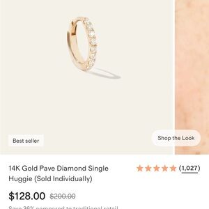 Quince 14K Soild Gold Natural Diamond Huggie Earrings (Pair)